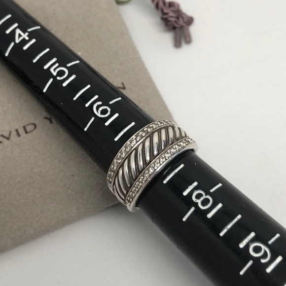 David Yurman Diamond Thoroughbred Cable Band Ring .925 - Picture 7 of 10